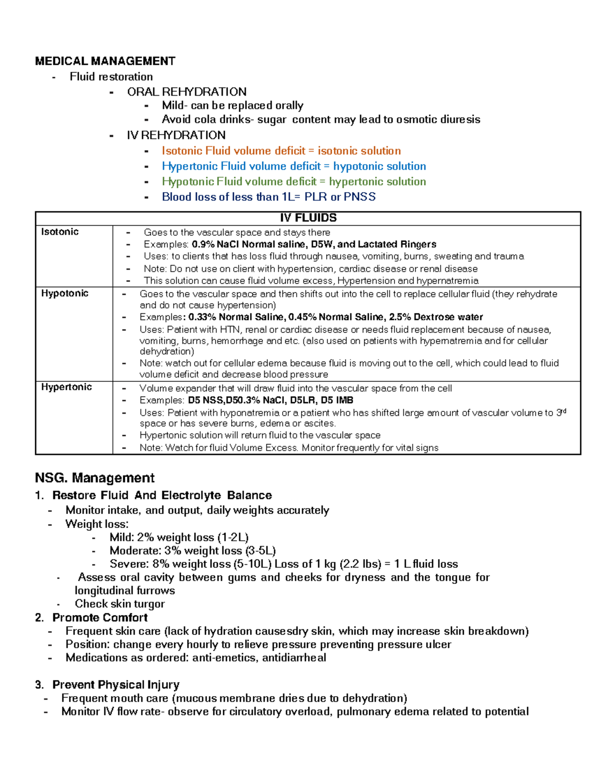 Medical Management - Medical Management - Fluid Restoration - Oral 