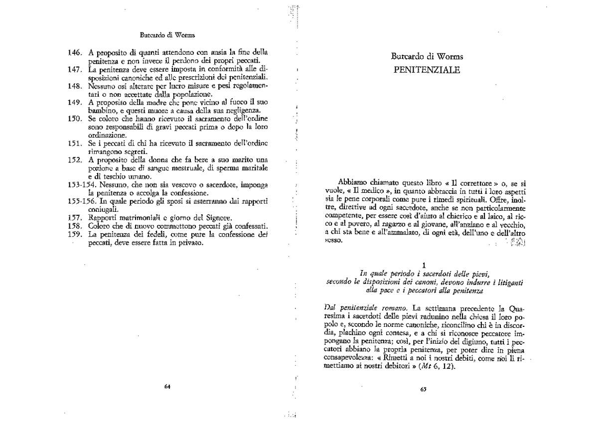 Penitenziale di Burcardo Burcardo di Worms 146. A proposito di quanti