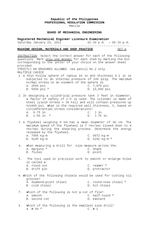 Pinoybix.org-MCQ In Machine Design Part 1 ME Board Exam - December 2 ...