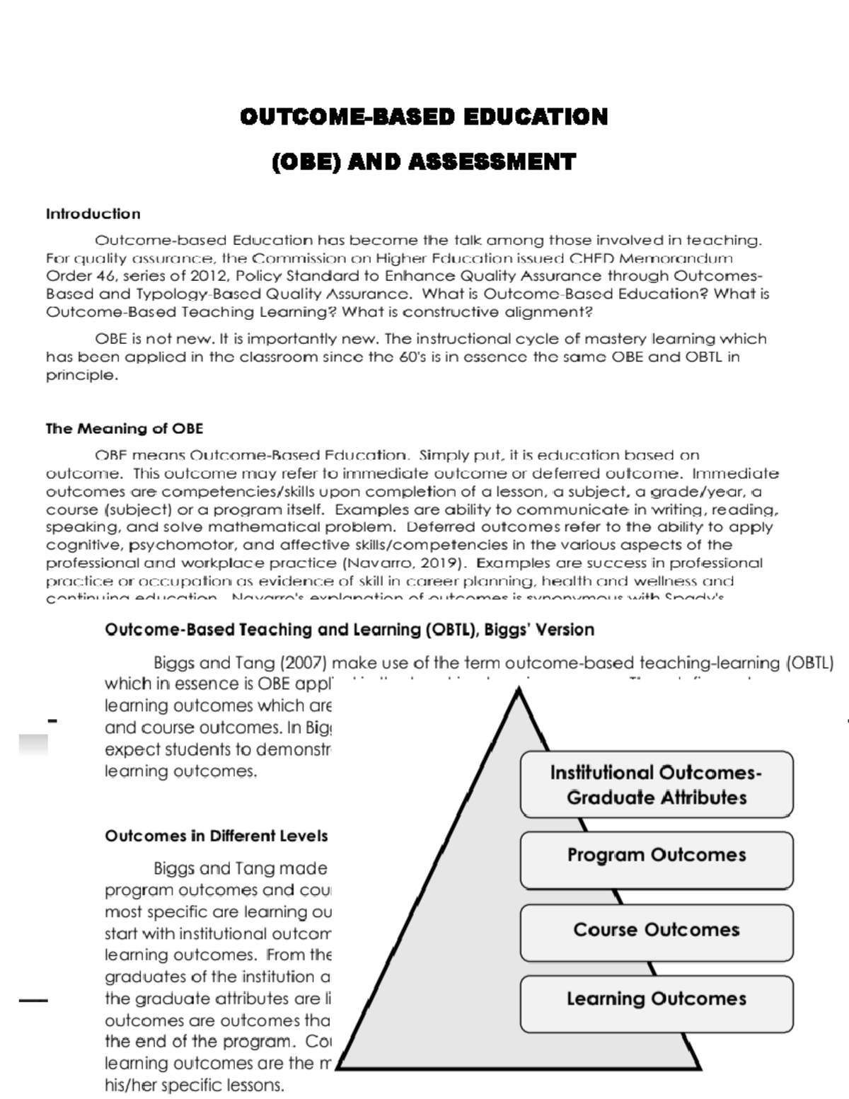 Outcome Based Education OUTCOME BASED EDUCATION OBE AND ASSESSMENT   Thumb 1200 1553 