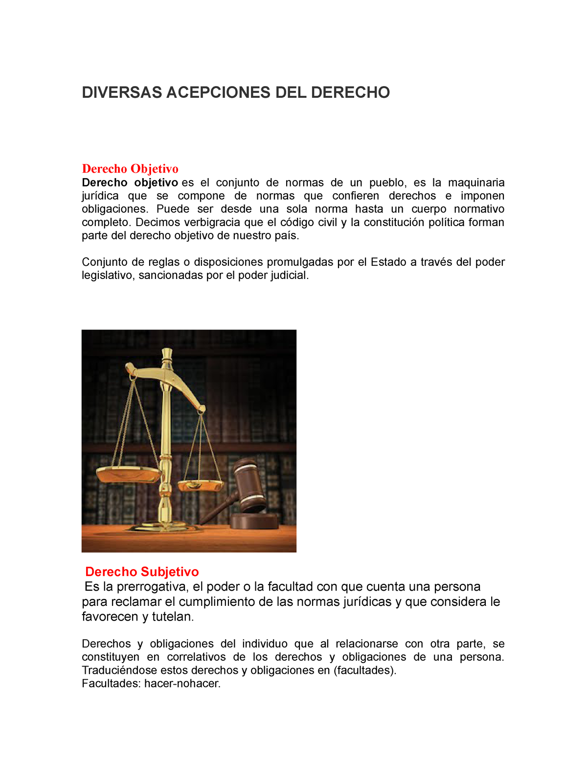 Diversas Acepciones DEL Derecho - DIVERSAS ACEPCIONES DEL DERECHO ...