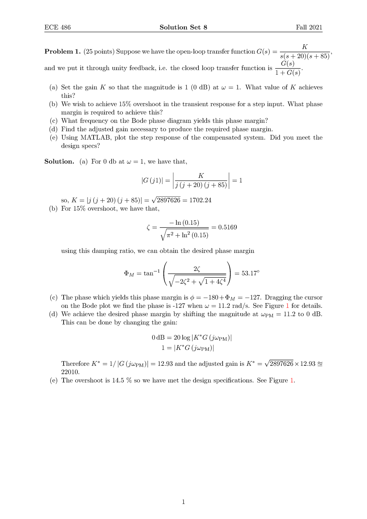 ECE486 HW 8 Solution - Problem 1.(25 Points) Suppose We Have The Open ...