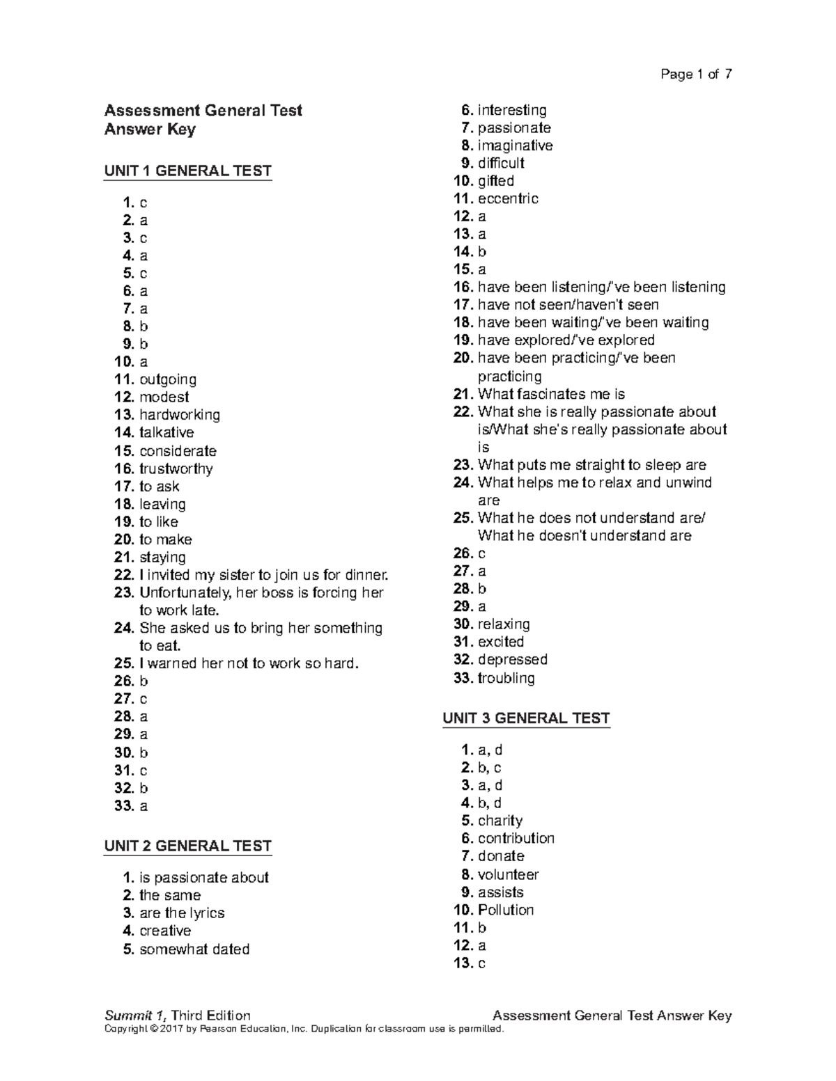 Toaz - Summit 1, Third Edition Assessment General Test Answer Key ...