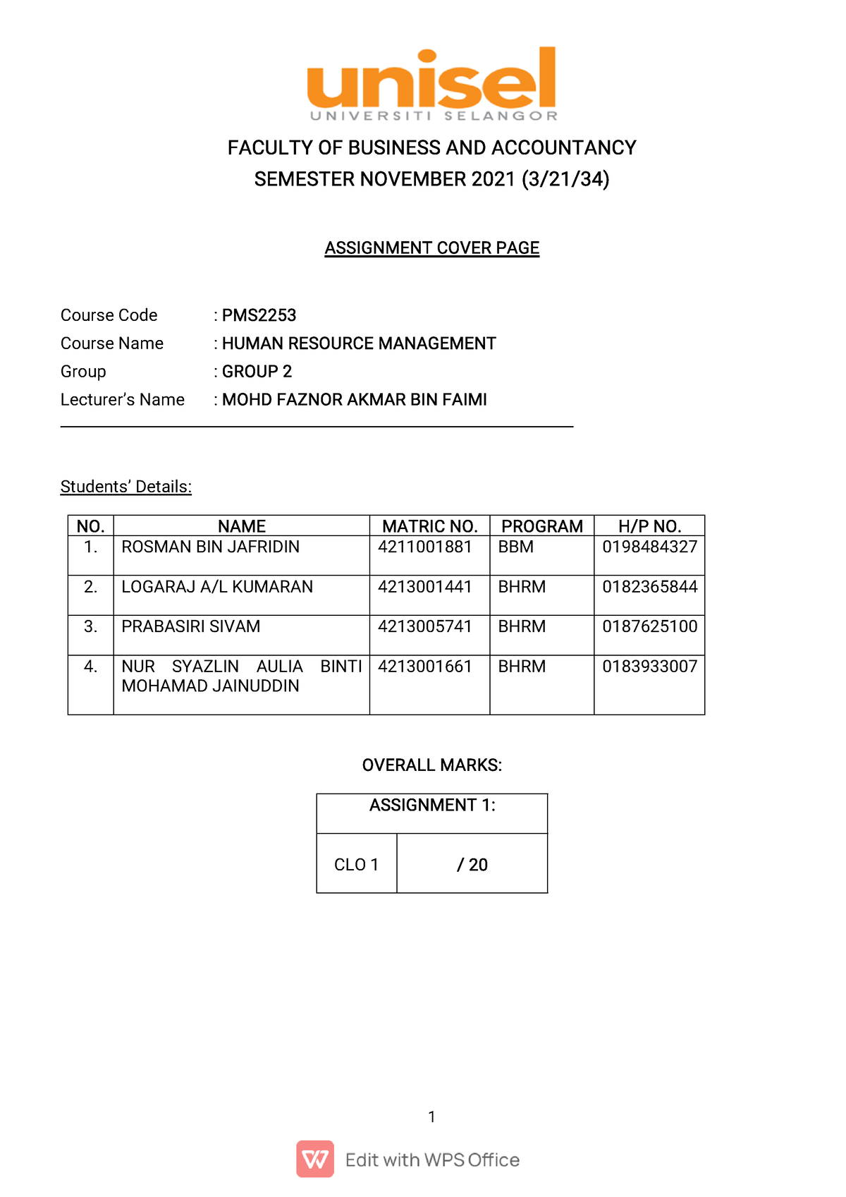 hr assignment pdf