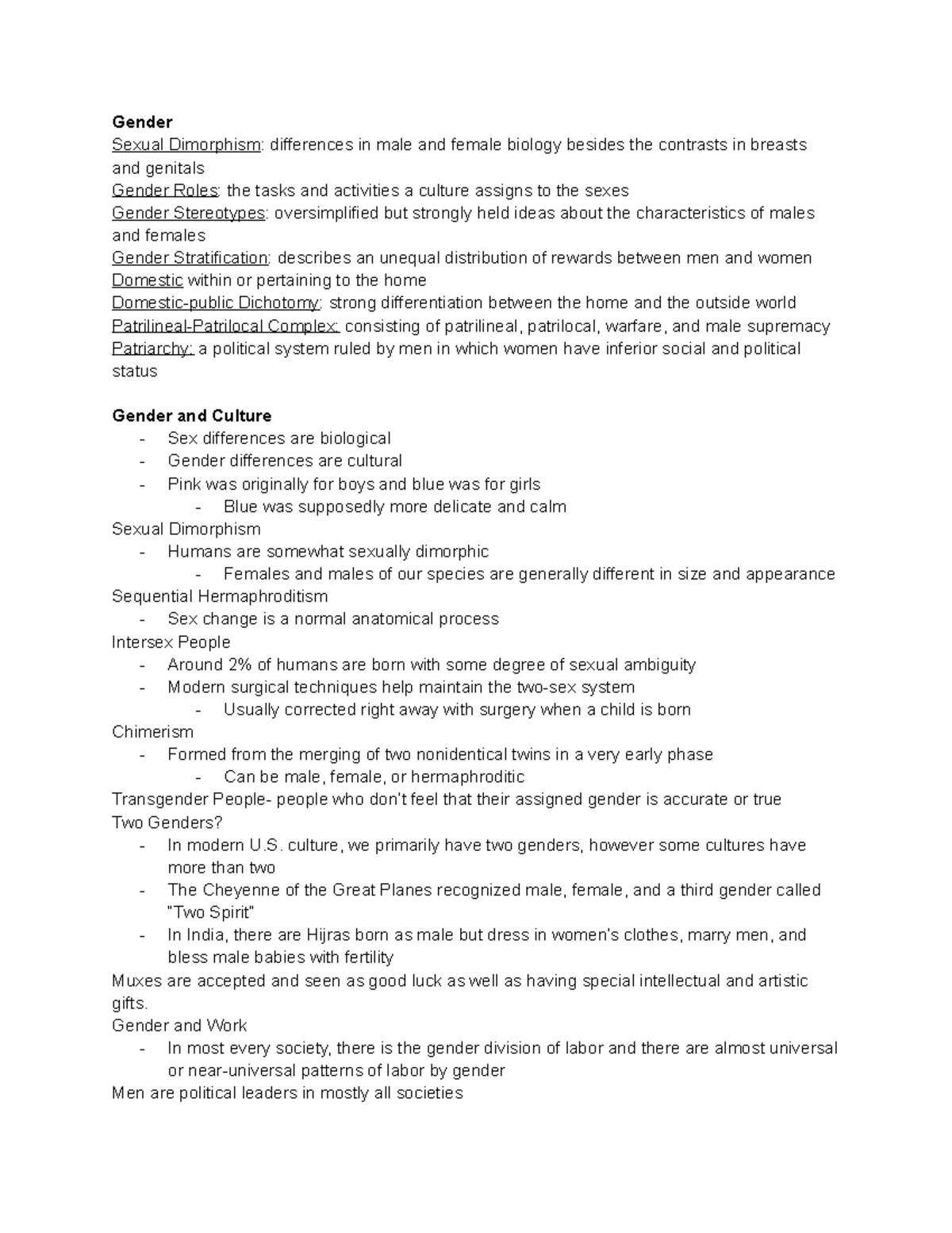 Module Eight: Gender - Gender Sexual Dimorphism: differences in male ...