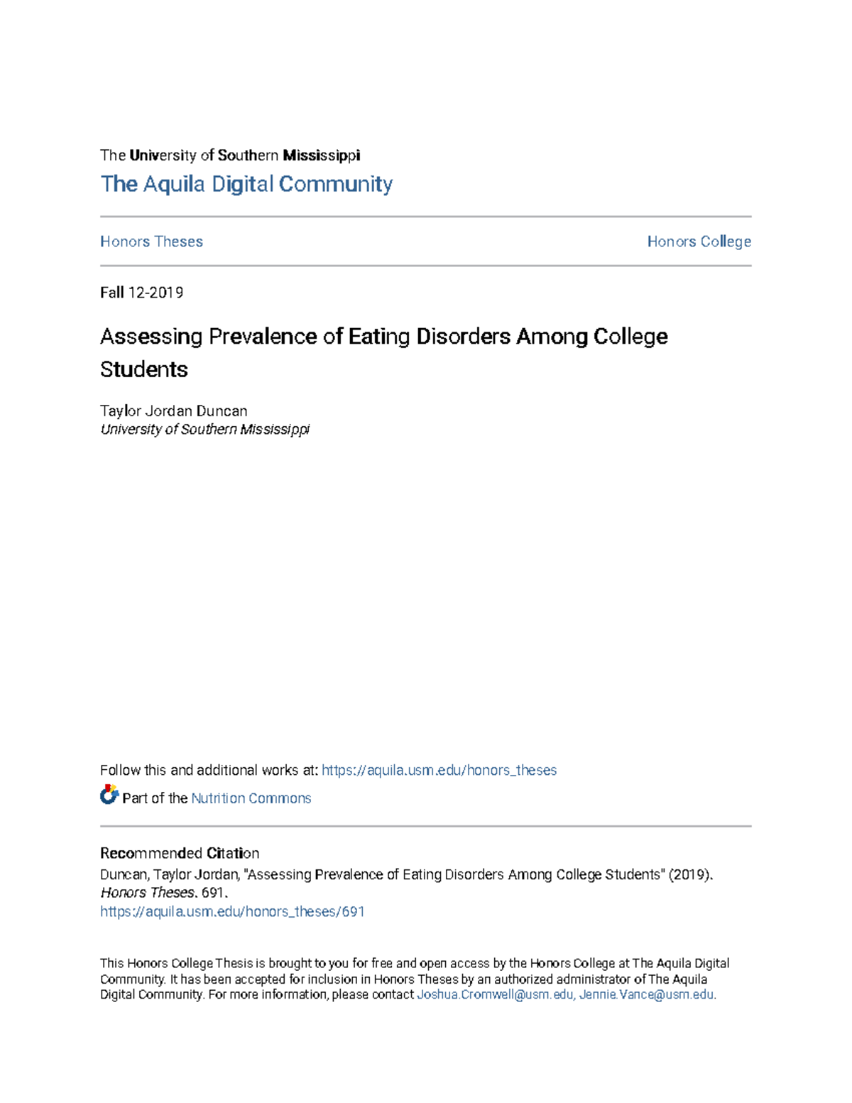 Assessing Prevalence of Eating Disorders Among College Students - The ...