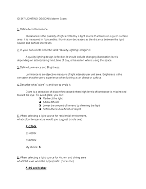 2020-Lighting Design-Lecture 2 Notes - Lecture 2 Notes: Six Visual ...