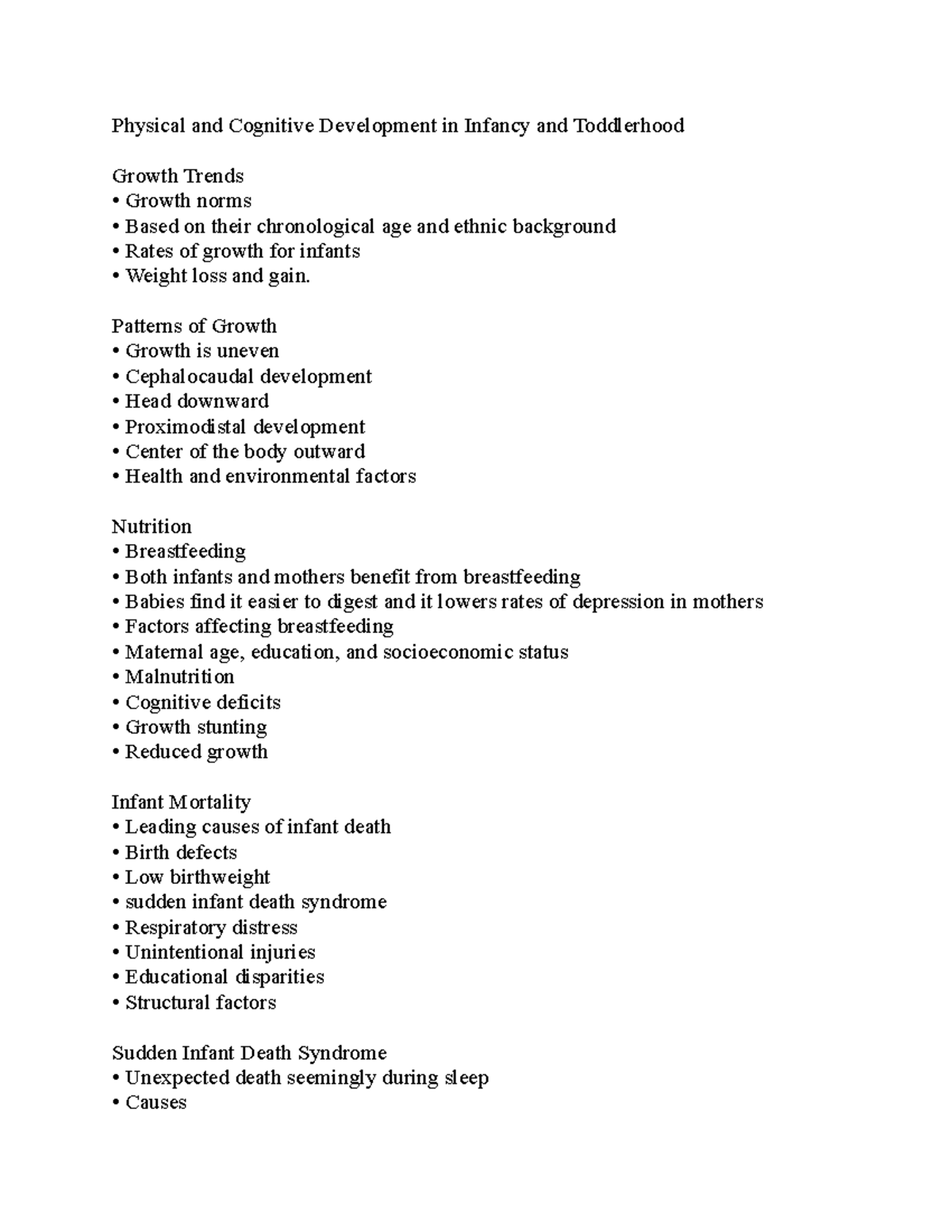 Early Childhood Develop Physical and Cognitive Development in Infancy