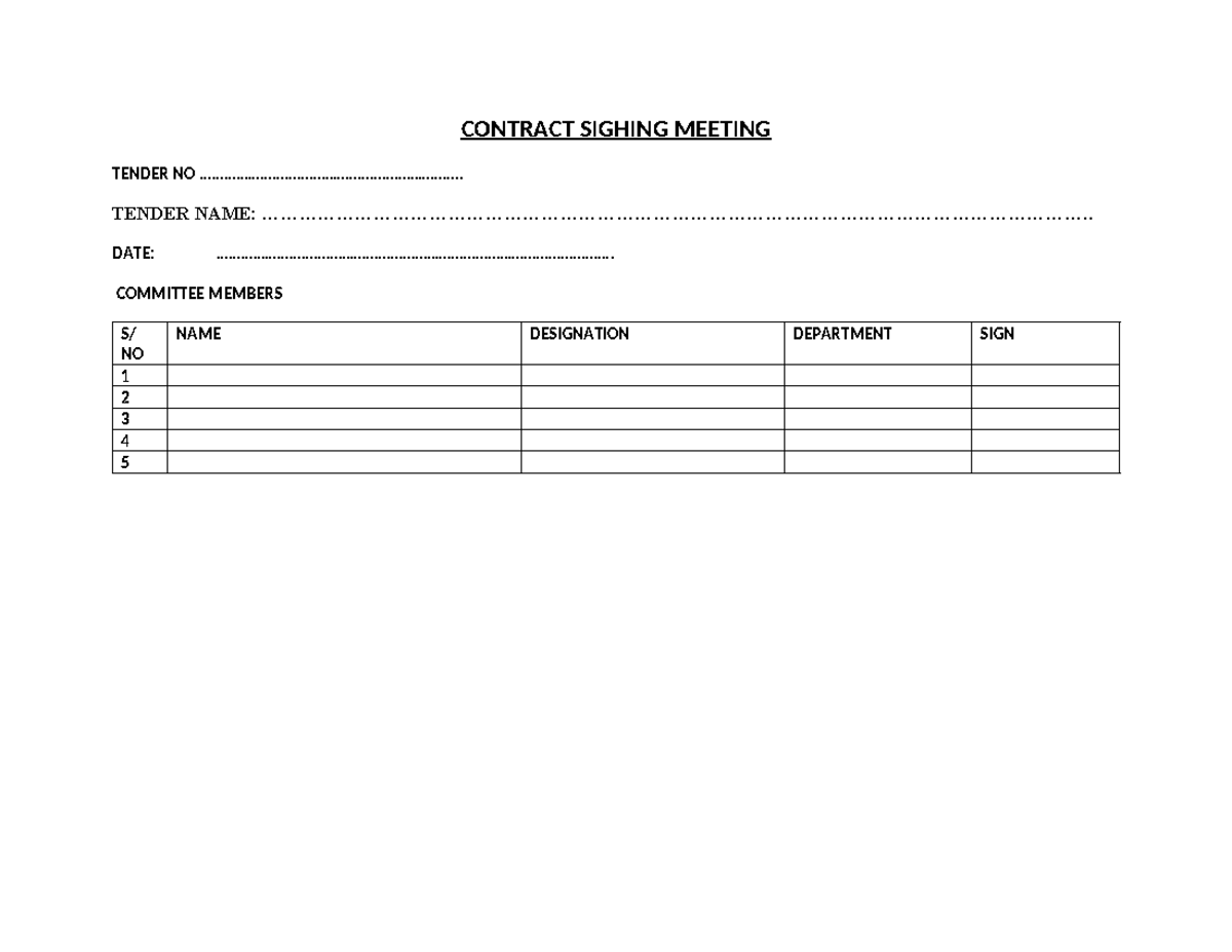 Tender Opening Attendance Sheet - information technology - CONTRACT ...