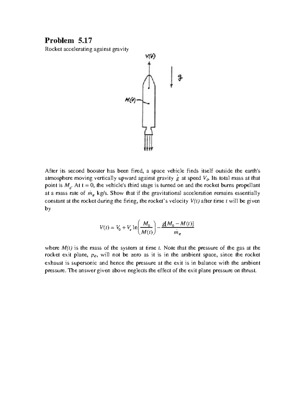 5.17 Rocket accelerating - Problem 5. Rocket accelerating against ...