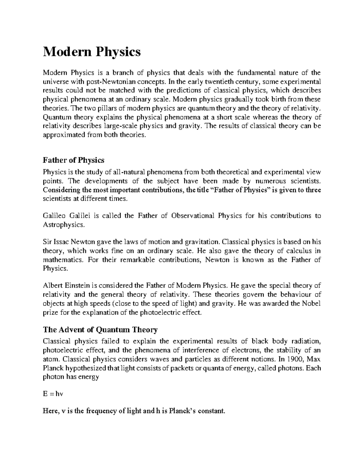 Modern Physics - Modern Physics Modern Physics is a branch of physics ...