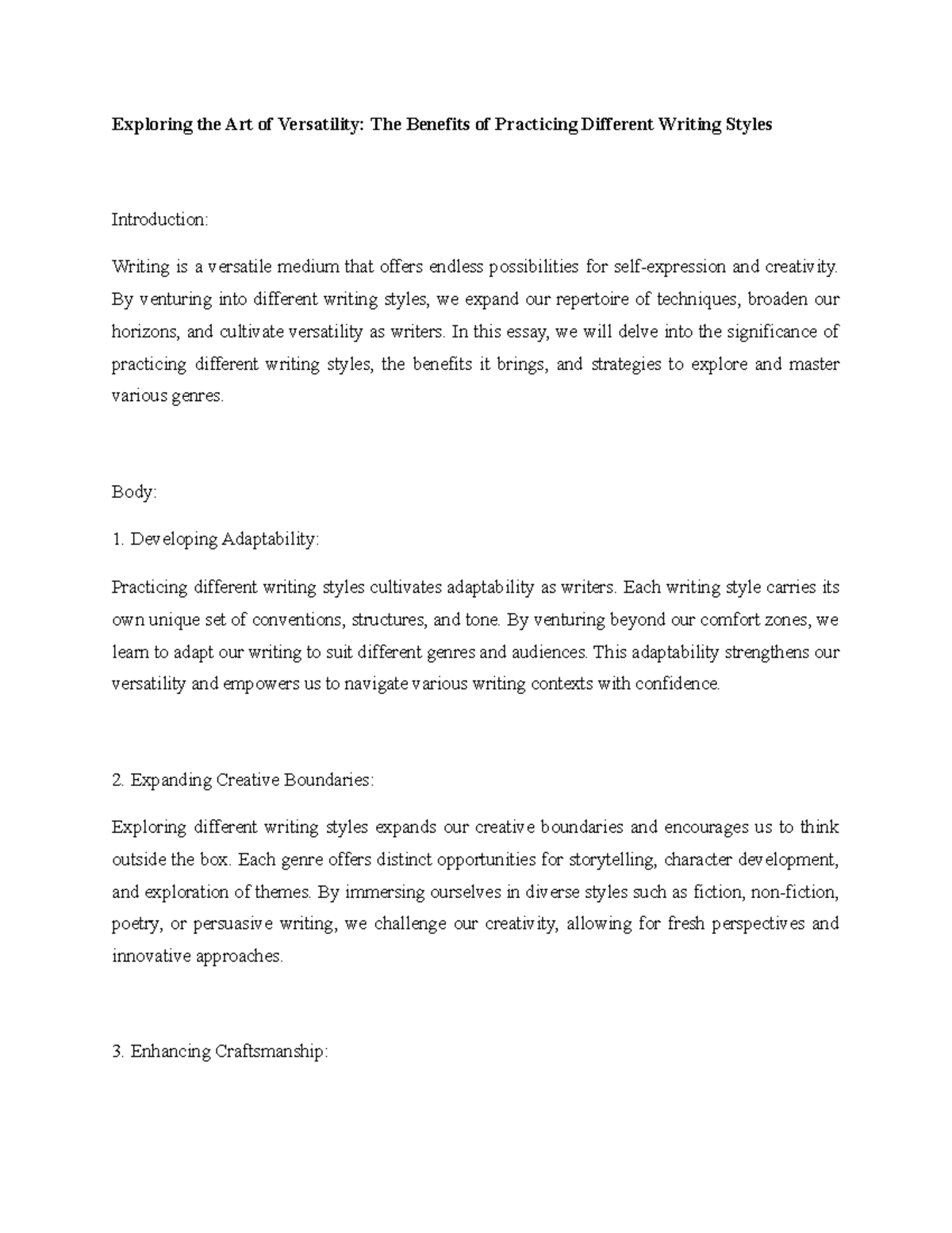 Exploring the Art of Versatility - By venturing into different writing ...