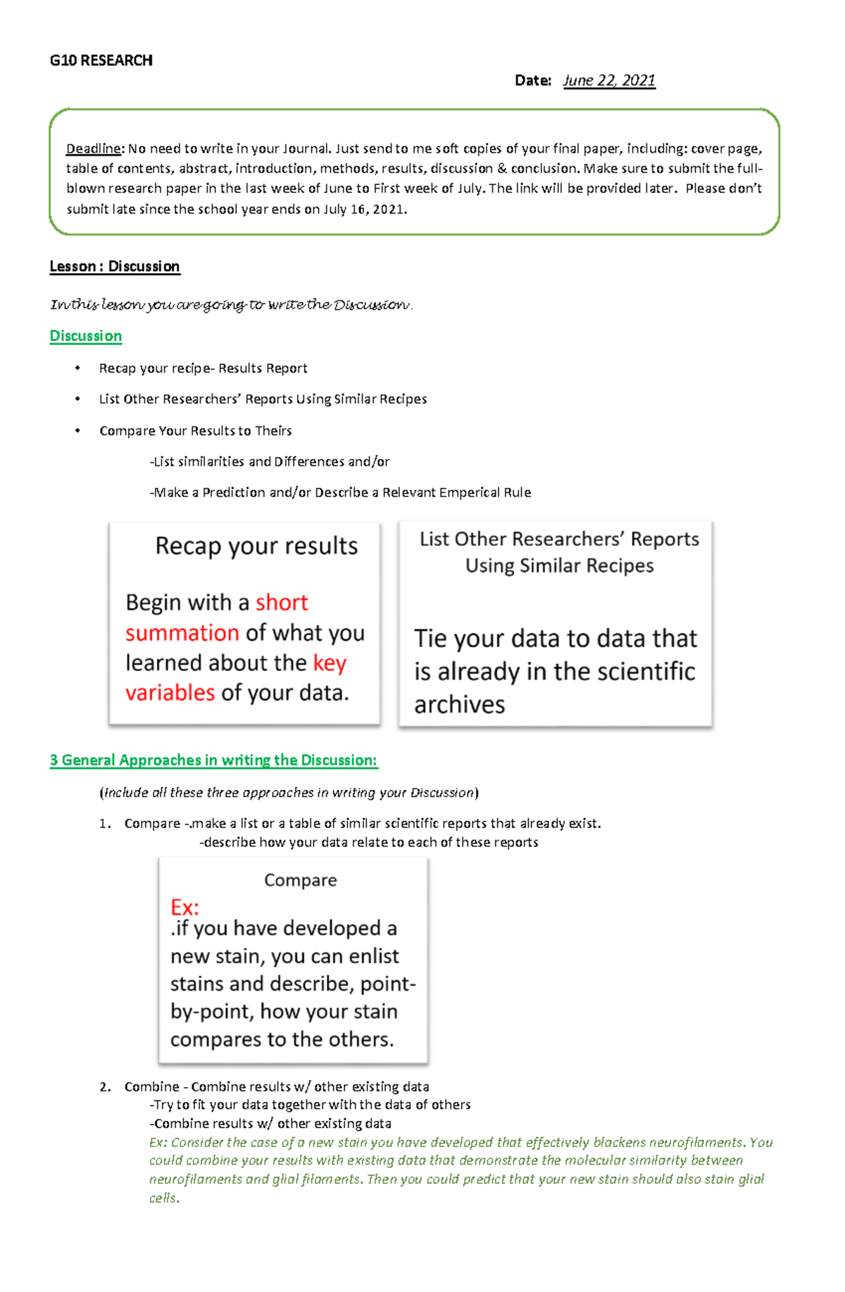 8 - Research use - G10 RESEARCH Date: June 22, 2021 Lesson : Discussion ...