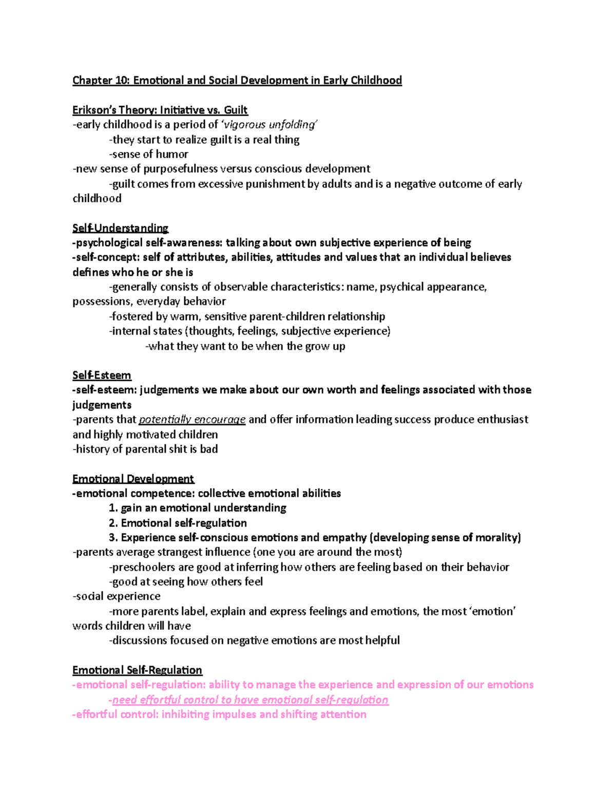 Chapter 10 Notes - Chapter 10: Emotional And Social Development In ...