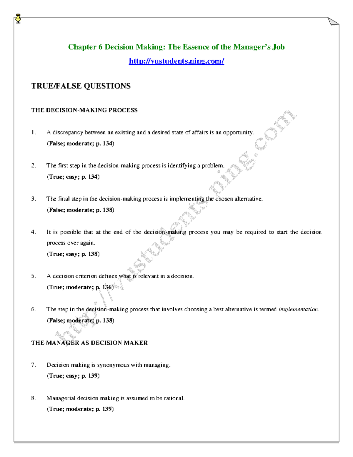 MGT Chapter 6Decision Making The Essenceofthe Managers Job - Chapter 6 ...