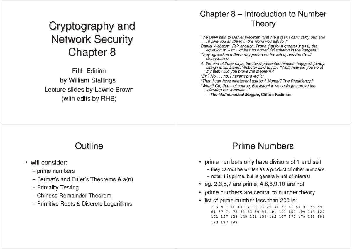 Number theory in cryptography - Cryptography andCryptography andNetwork ...