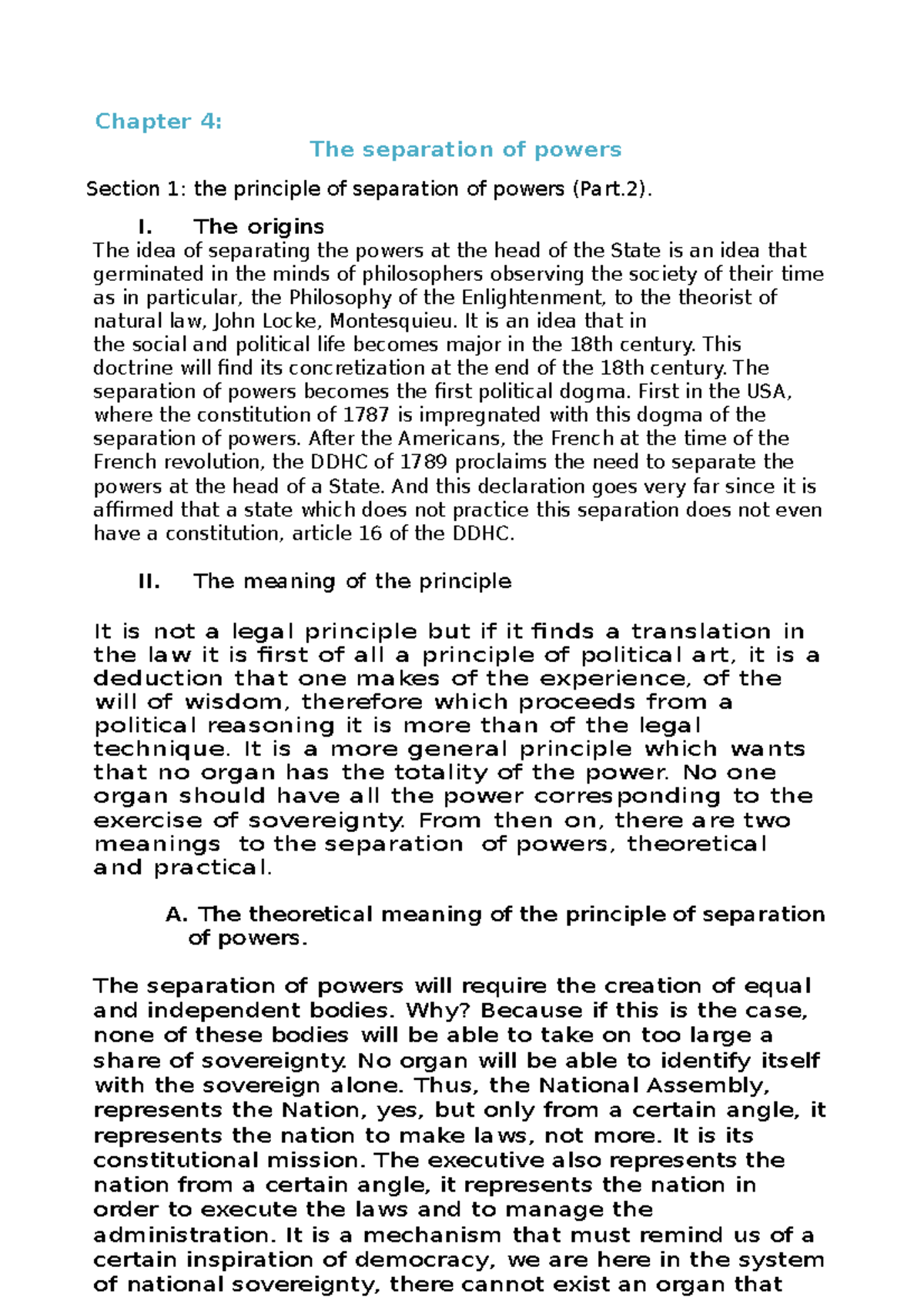 Chapter 4 Constitutional Law 17 - Chapter 4: The separation of powers ...