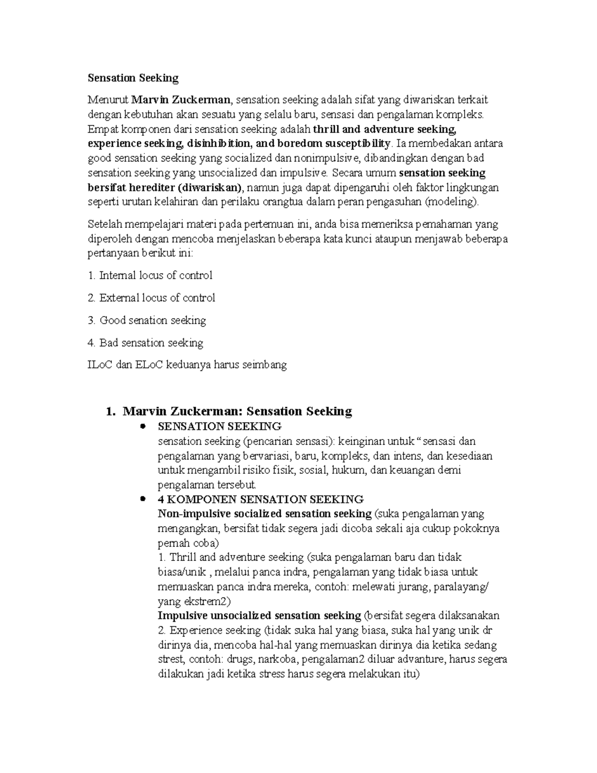 Sensation Seeking Sensation Seeking Menurut Marvin Zuckerman