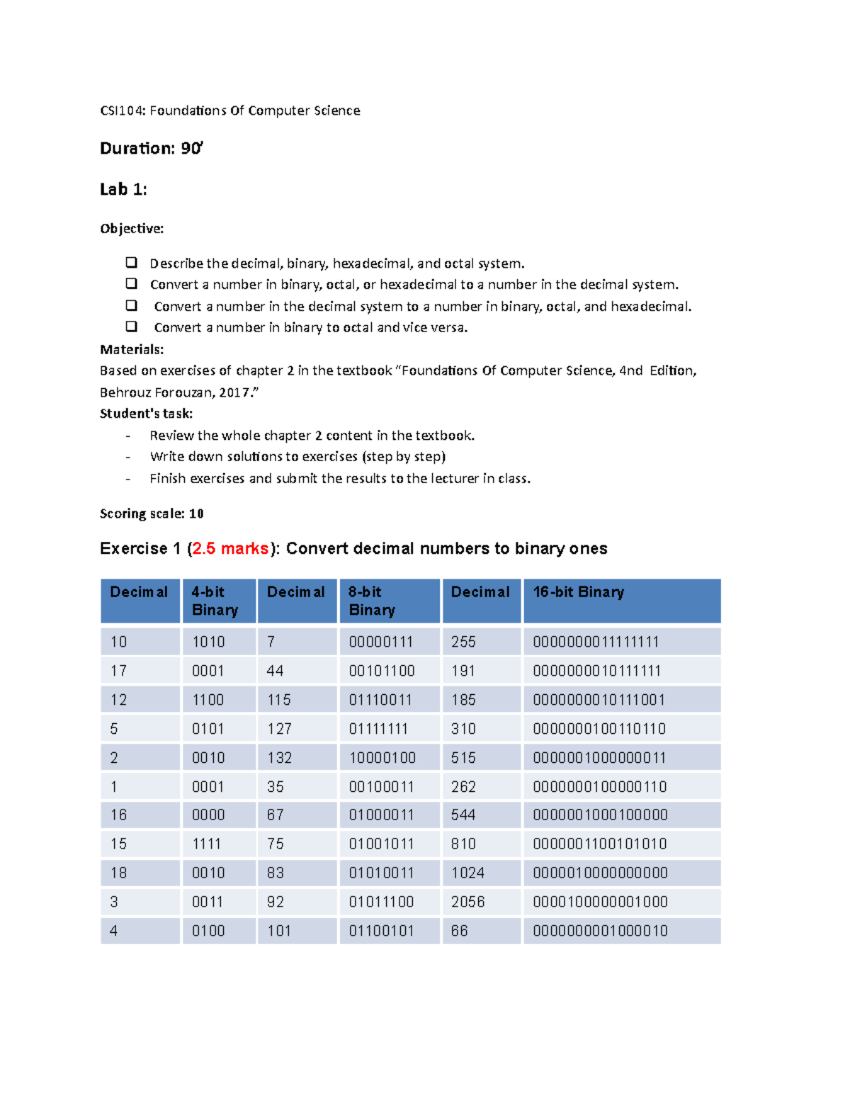 Lab 01 - Nothing More - CSI104: Foundations Of Computer Science ...