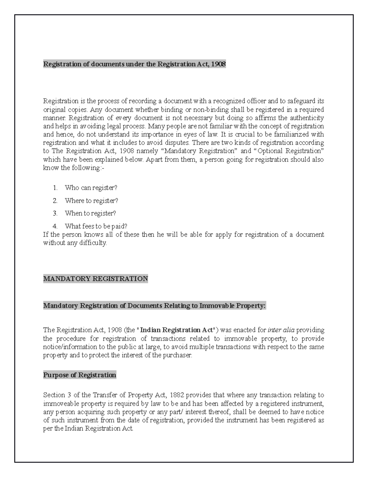Registration of documents under the Registration Act modified