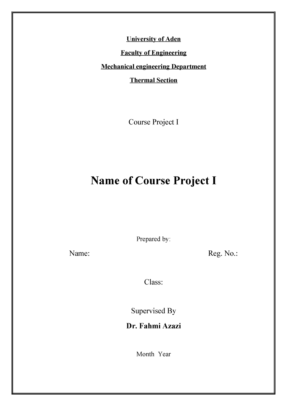 Course Project Format - University of Aden Faculty of Engineering ...