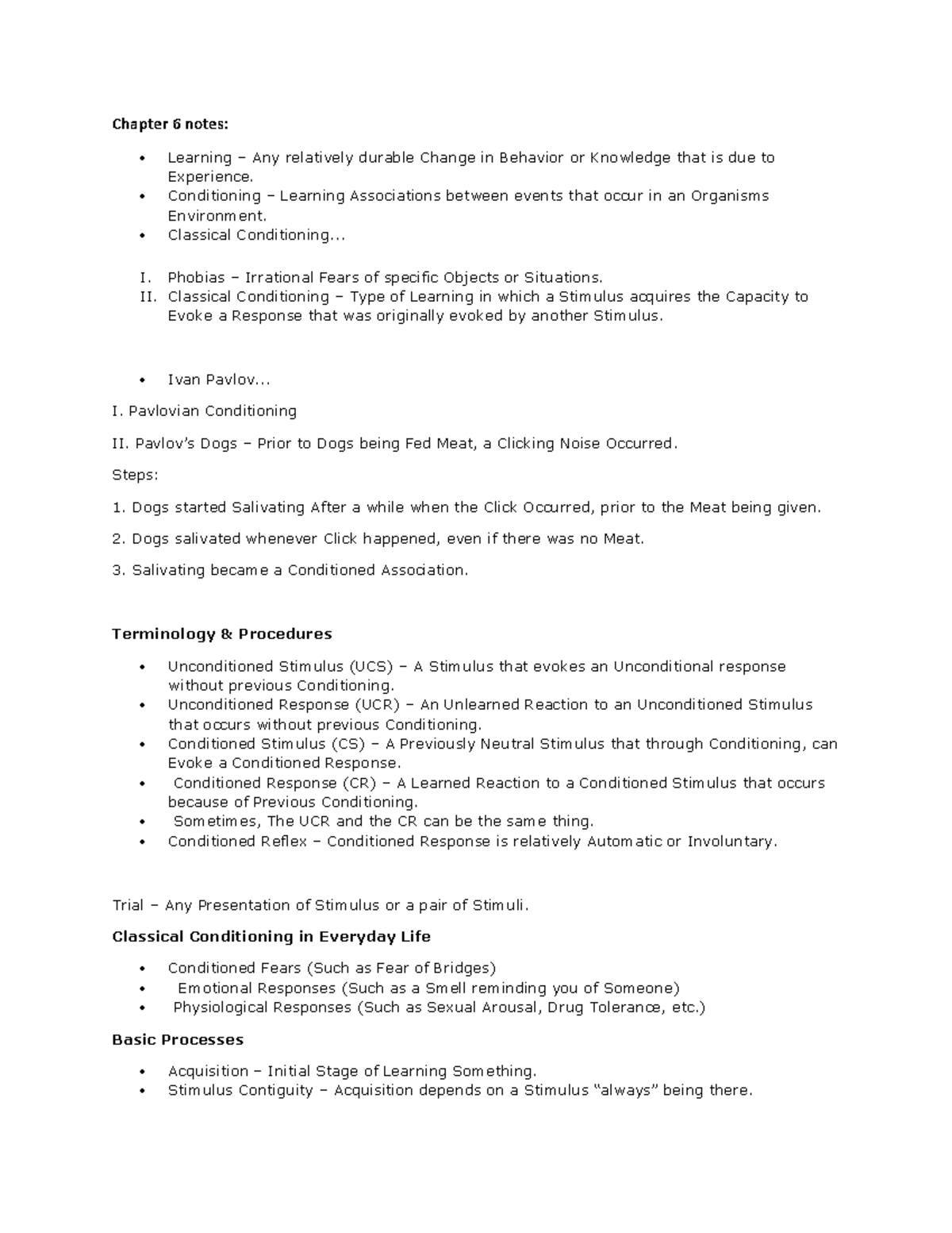 Chapter 6 psych notes Learning Chapter 6 notes Learning Any