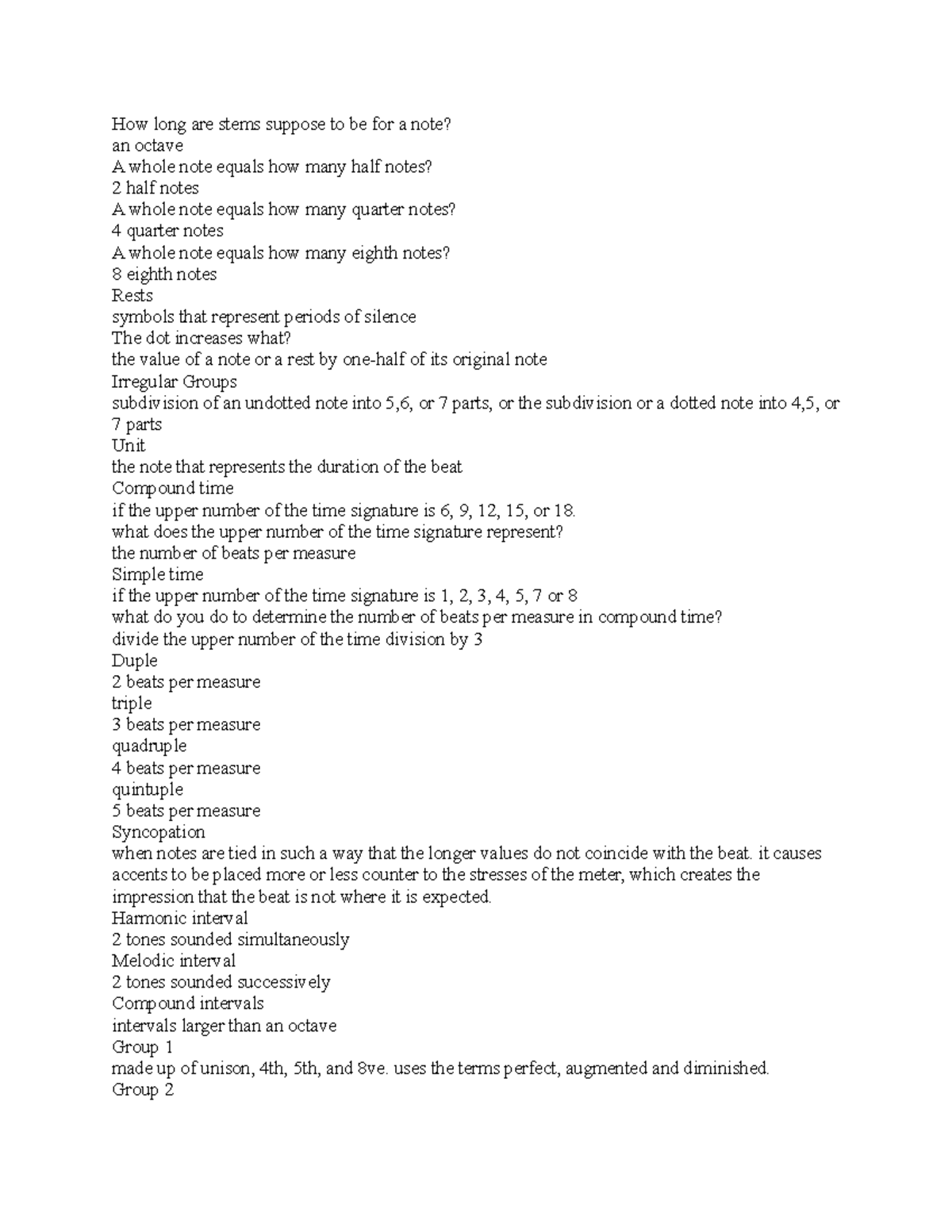 Mt 2 - notes - How long are stems suppose to be for a note? an octave A ...