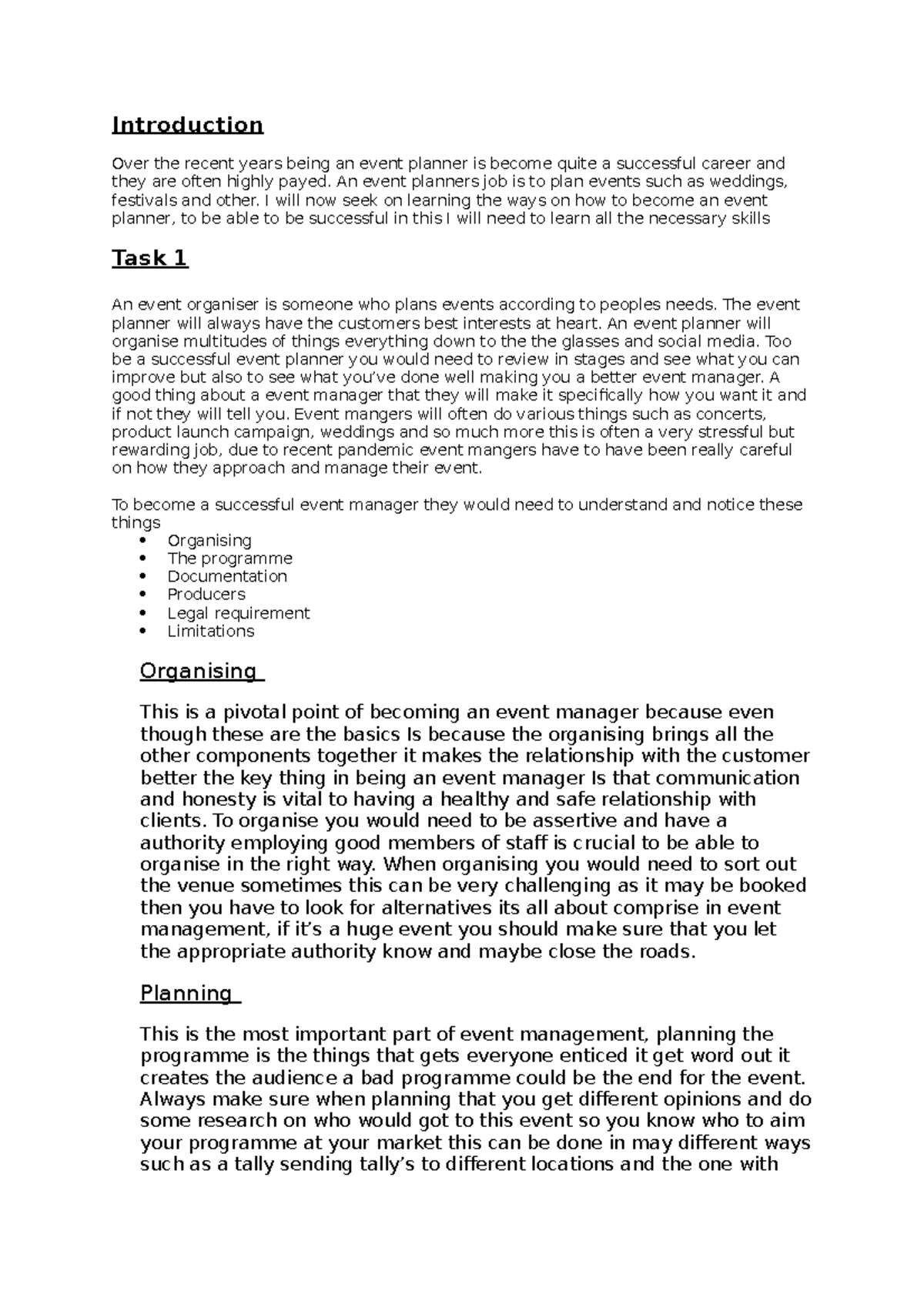 Document - H g - Introduction Over the recent years being an event ...
