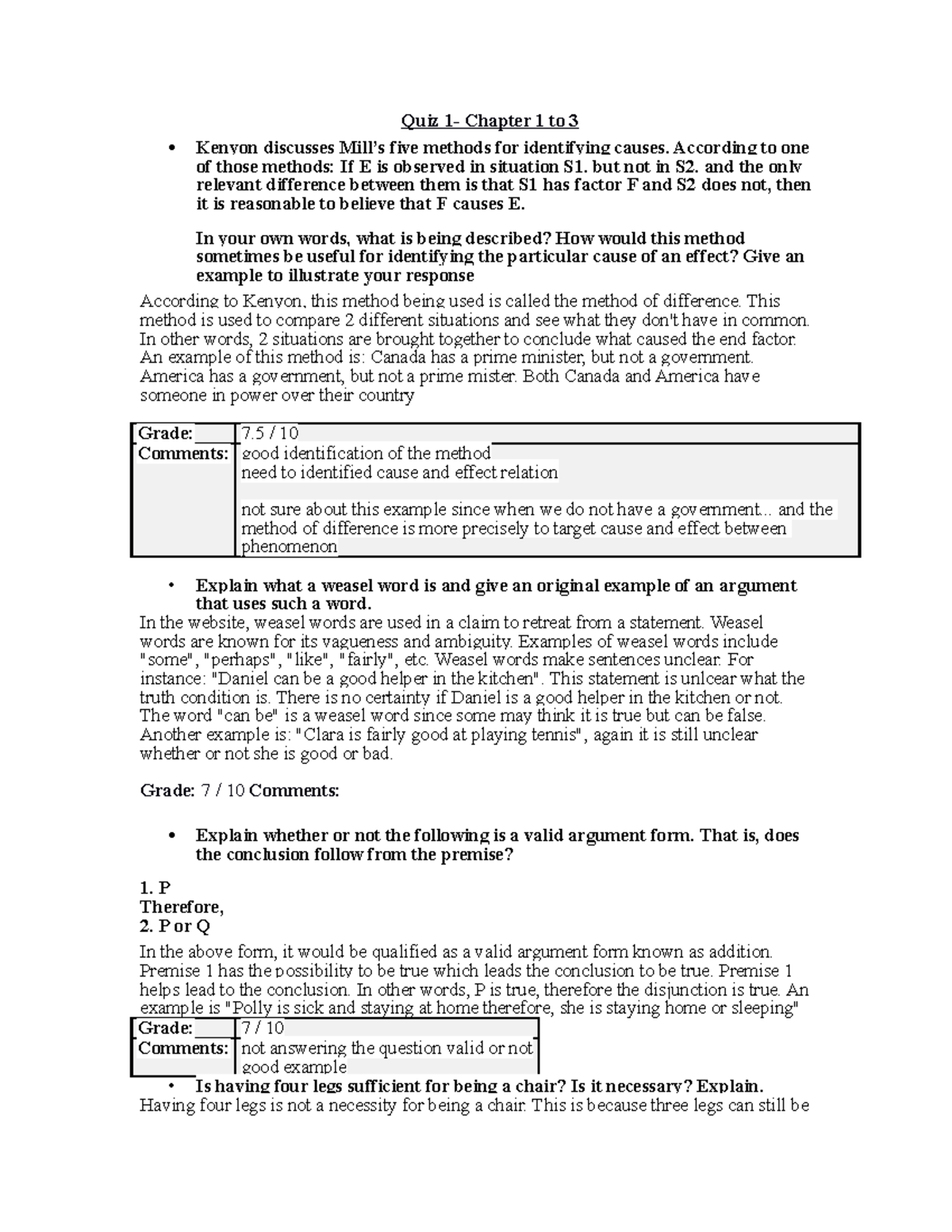 Exam Phil 210 - All Lecture Notes/quizzes - **Quiz 1- Chapter 1 To 3 ...