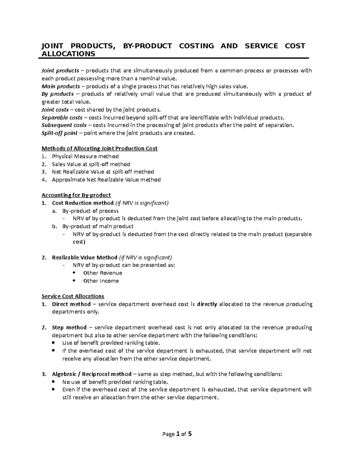12 Joint Products BY Product Costing Service COST Allocations - JOINT ...