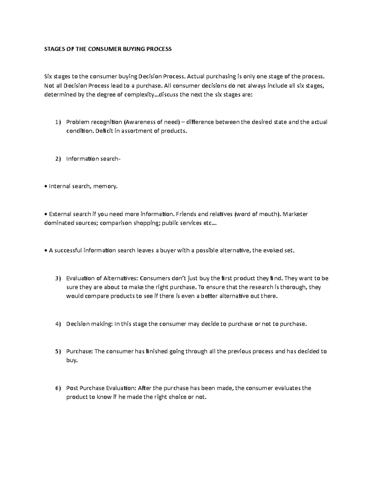 Stages OF THE Consumer Buying Process via online - STAGES OF THE ...