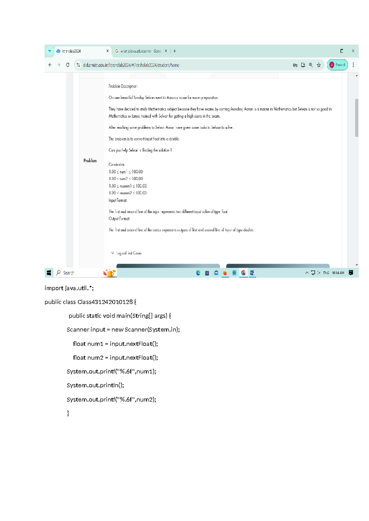 Java program Solution 128 - import java.*; public class ...