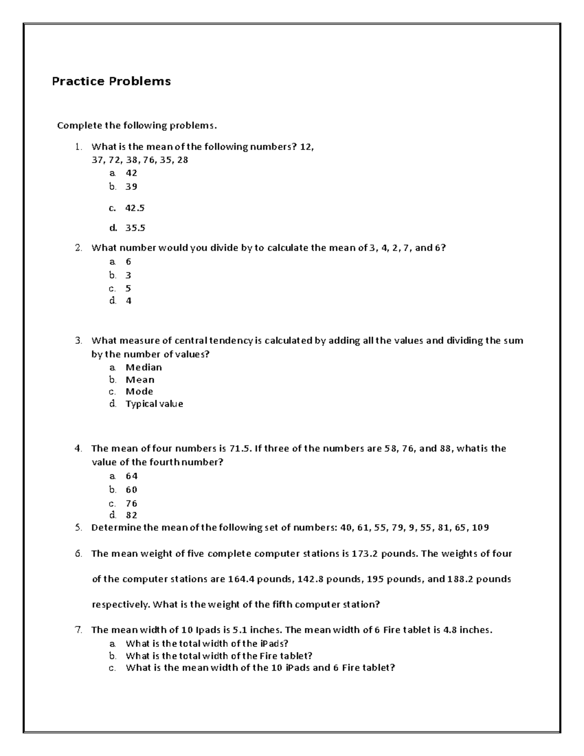 Exercise+1 - tertretreter - Practice Problems Complete the following ...