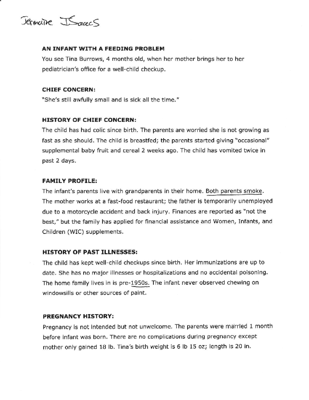 Pediatric case study NSG 1210 Studocu