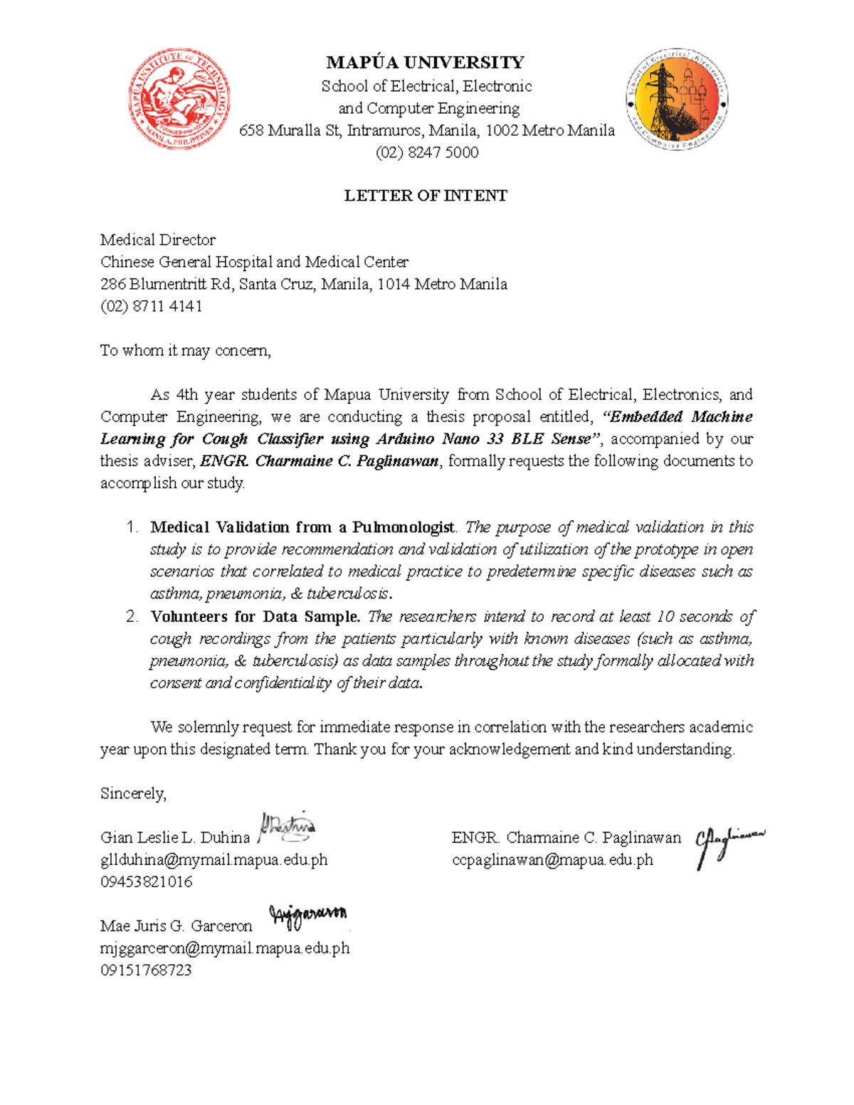 Chinese General Hospital and Medical Center MAPÚA UNIVERSITY School