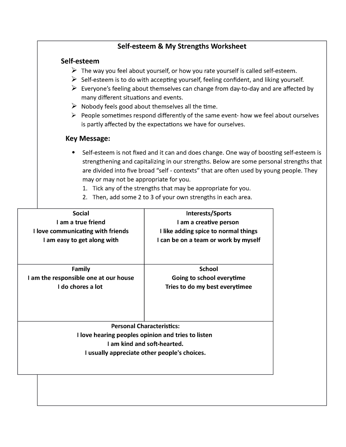 Self-Esteem-My-Strenghts-Worksheet 2 - Self-esteem & My Strengths ...