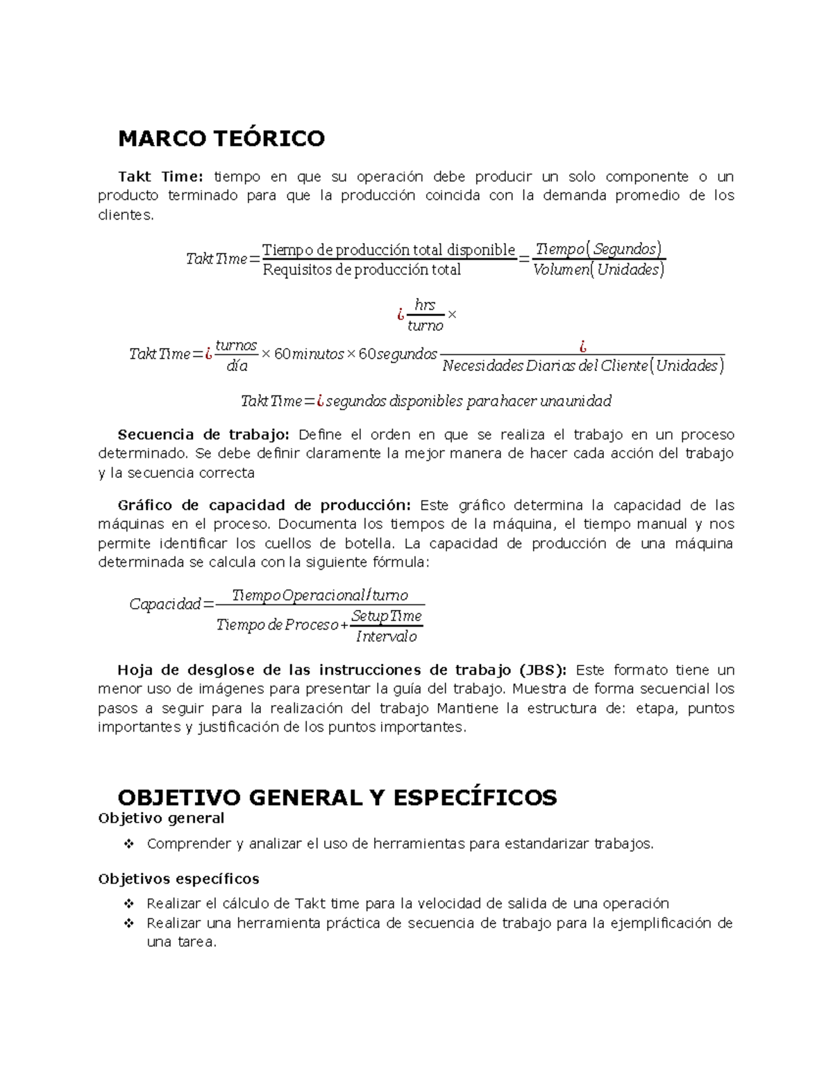 Examen 2017 Preguntas Y Respuestas MARCO TE RICO Takt Time Tiempo 