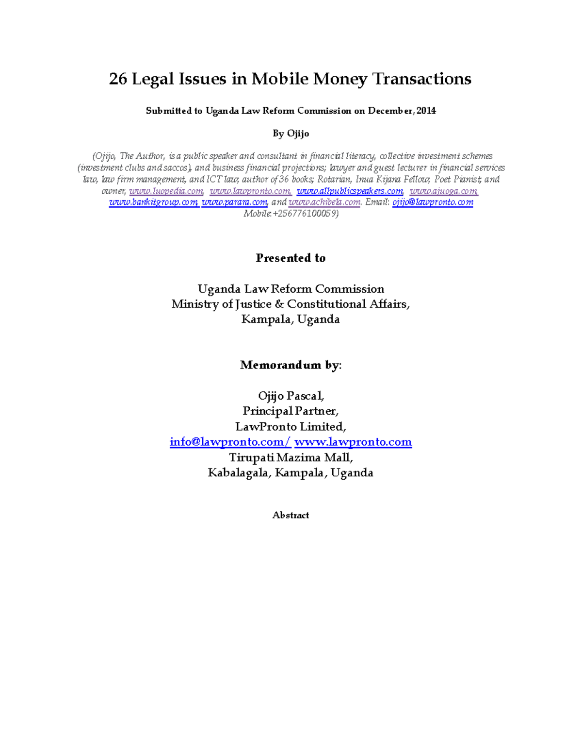 26 legal issues in mobile money transact 26 Legal Issues in Mobile