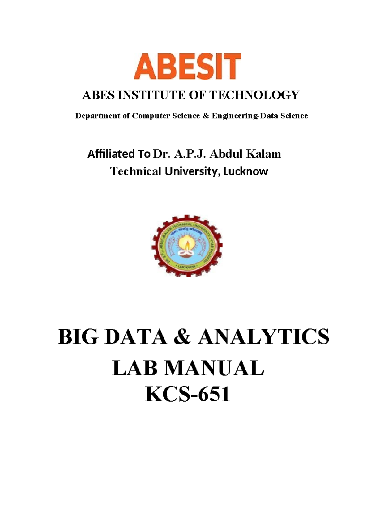 BIG DATA & Analytics lab manual ABES INSTITUTE OF TECHNOLOGY