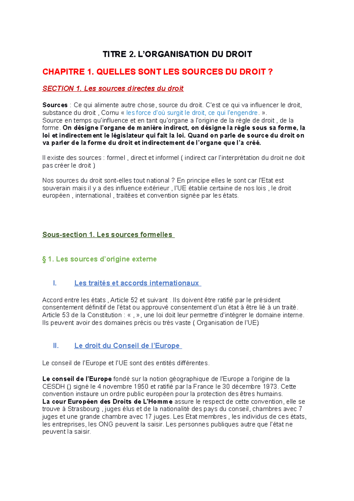 Chapitre 1. Quelles SONT LES Sources DU Droit - TITRE 2. L’ORGANISATION ...