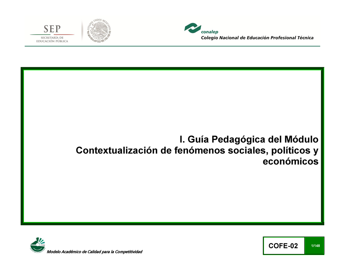 1-Guiacontextualizacionfenomenossocpoliecon 02 - Modelo Académico de Calidad  para la Competitividad - Studocu