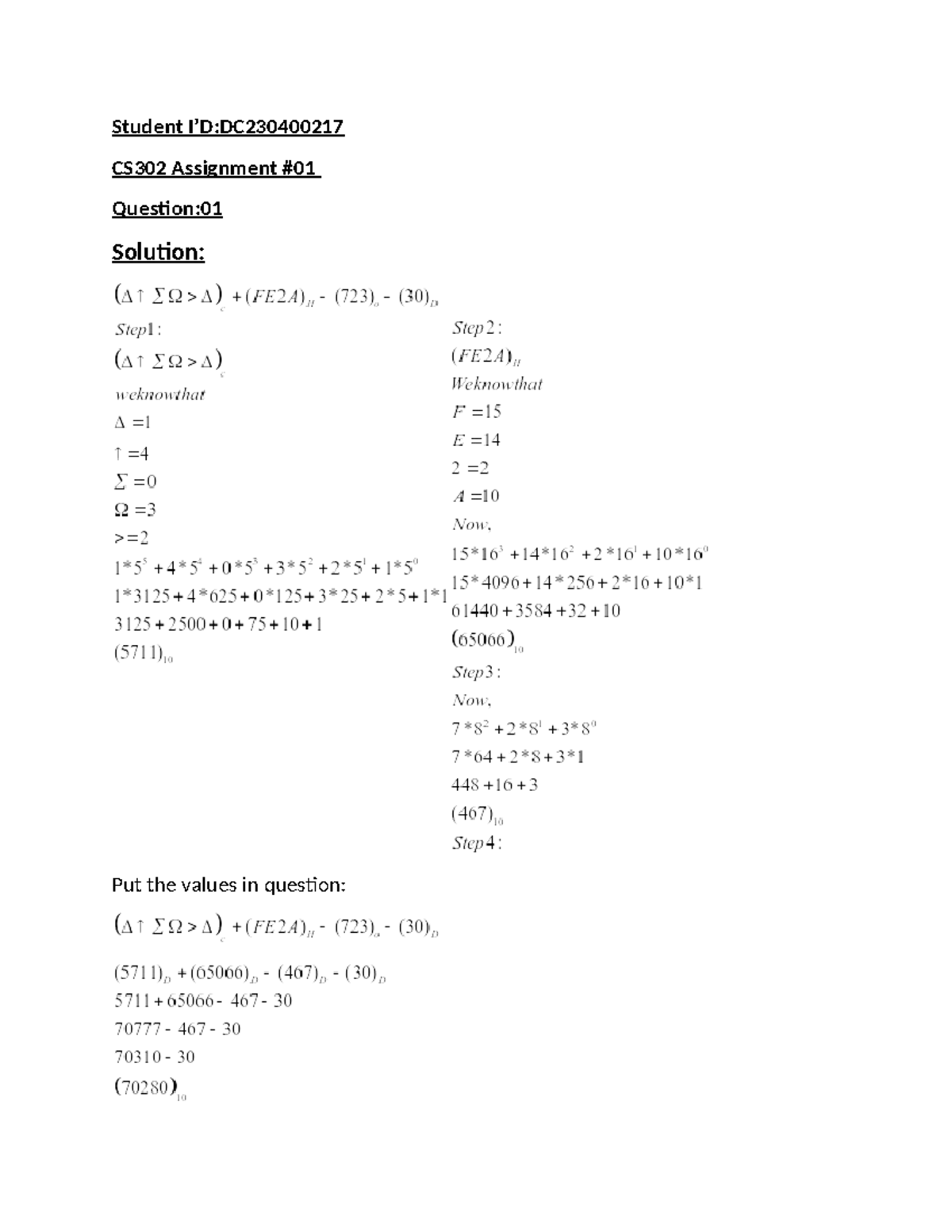 CS302 1 - Assigments - Digital Logic And Design - Student I’D:DC CS302 ...