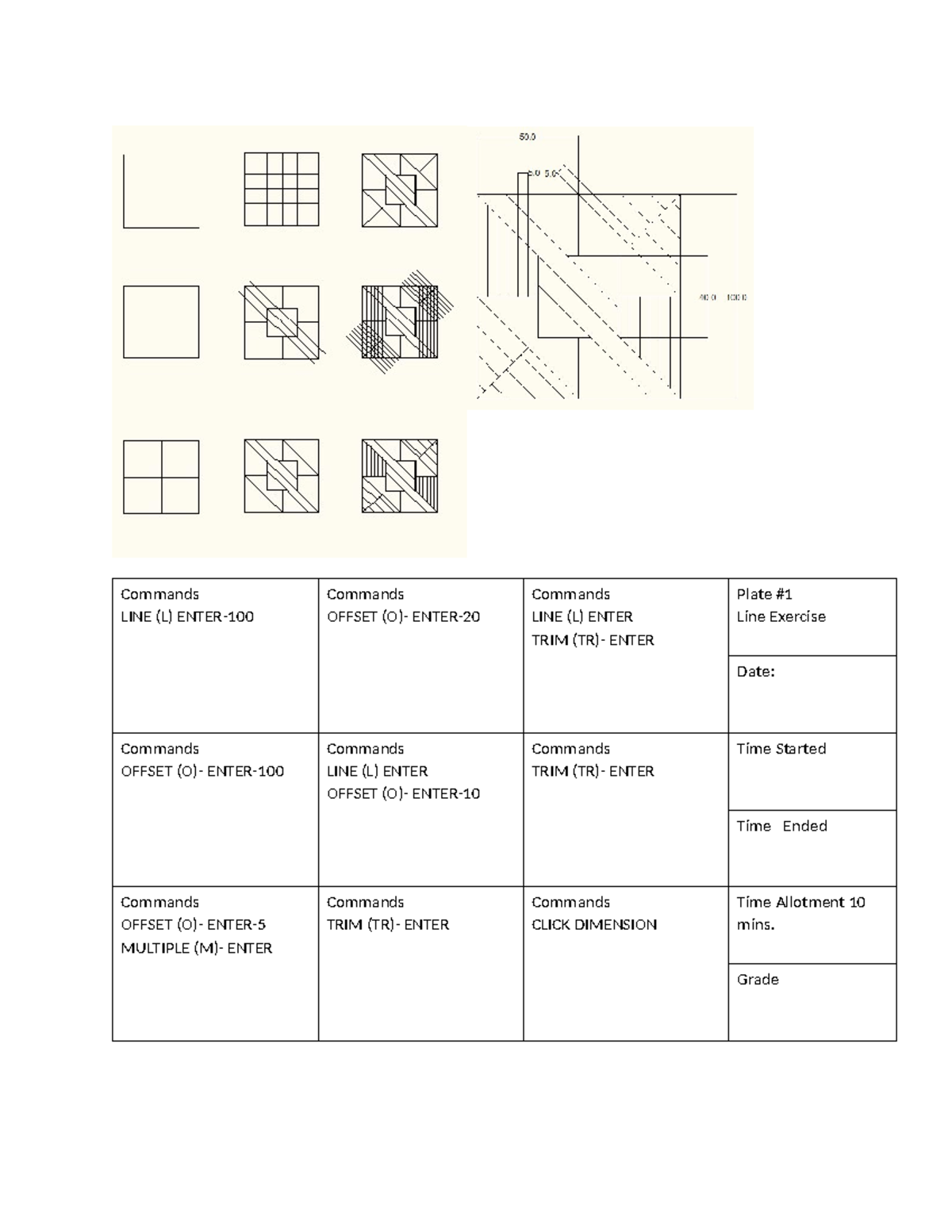 Work activity in CAD M - Commands LINE (L) ENTER- Commands OFFSET (O ...