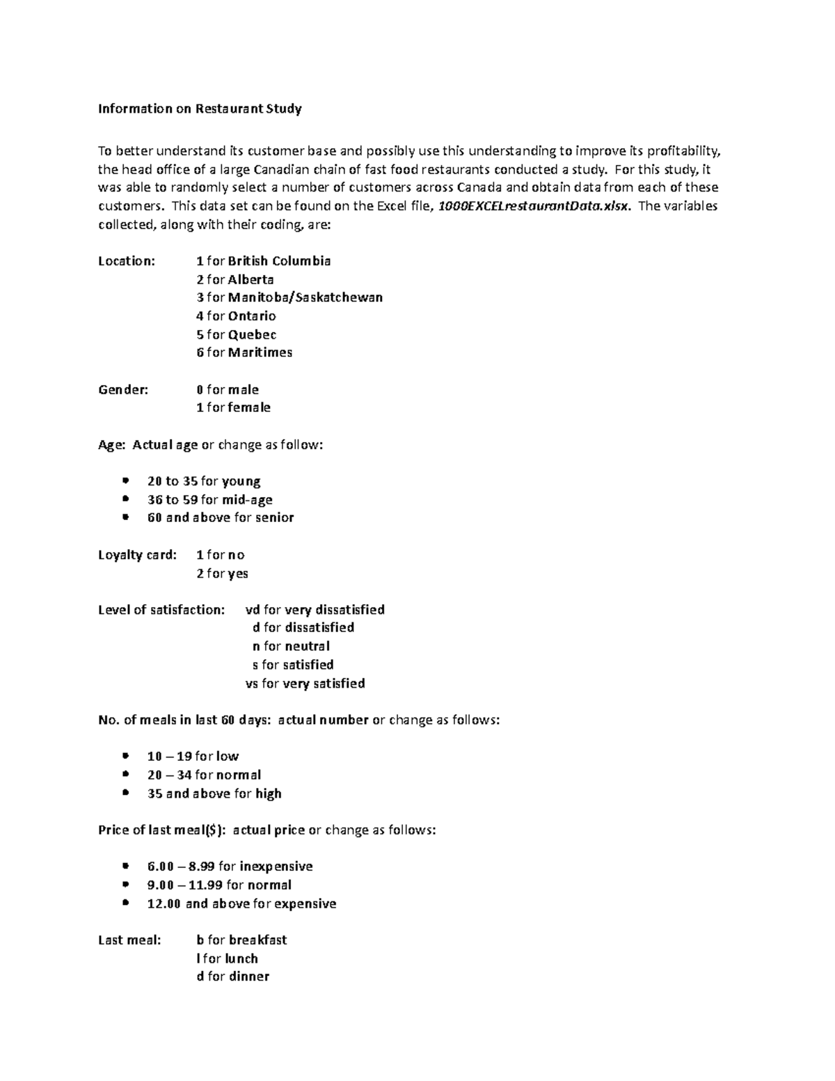 1000 Excelrestaurant Study OCT 27 - Information on Restaurant Study To ...