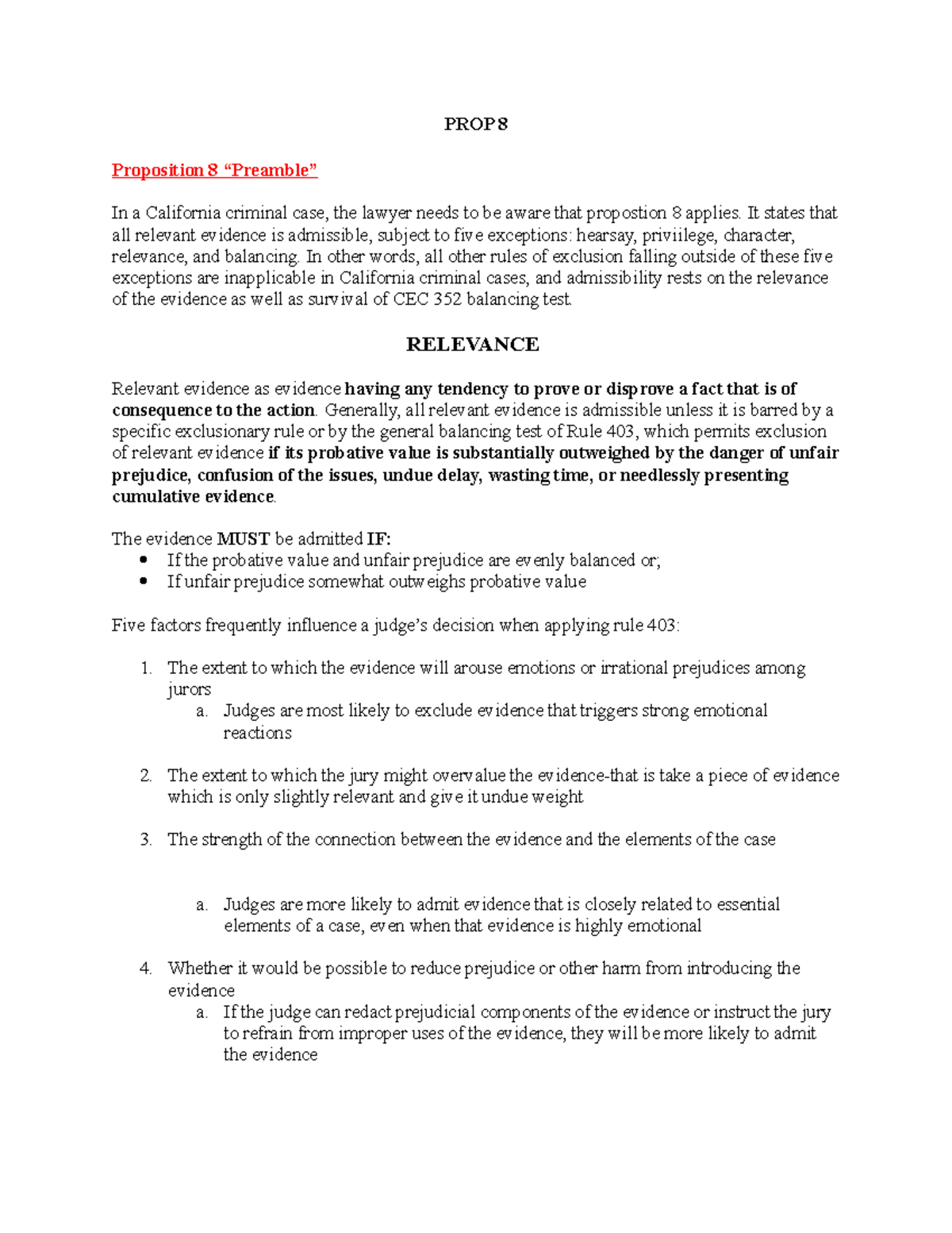 Evidence Attack Outline - PROP 8 Proposition 8 “Preamble” In a ...