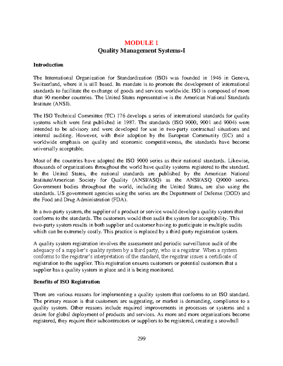 Module 1 Quality Management Systems-I - MODULE 1 Quality Management ...