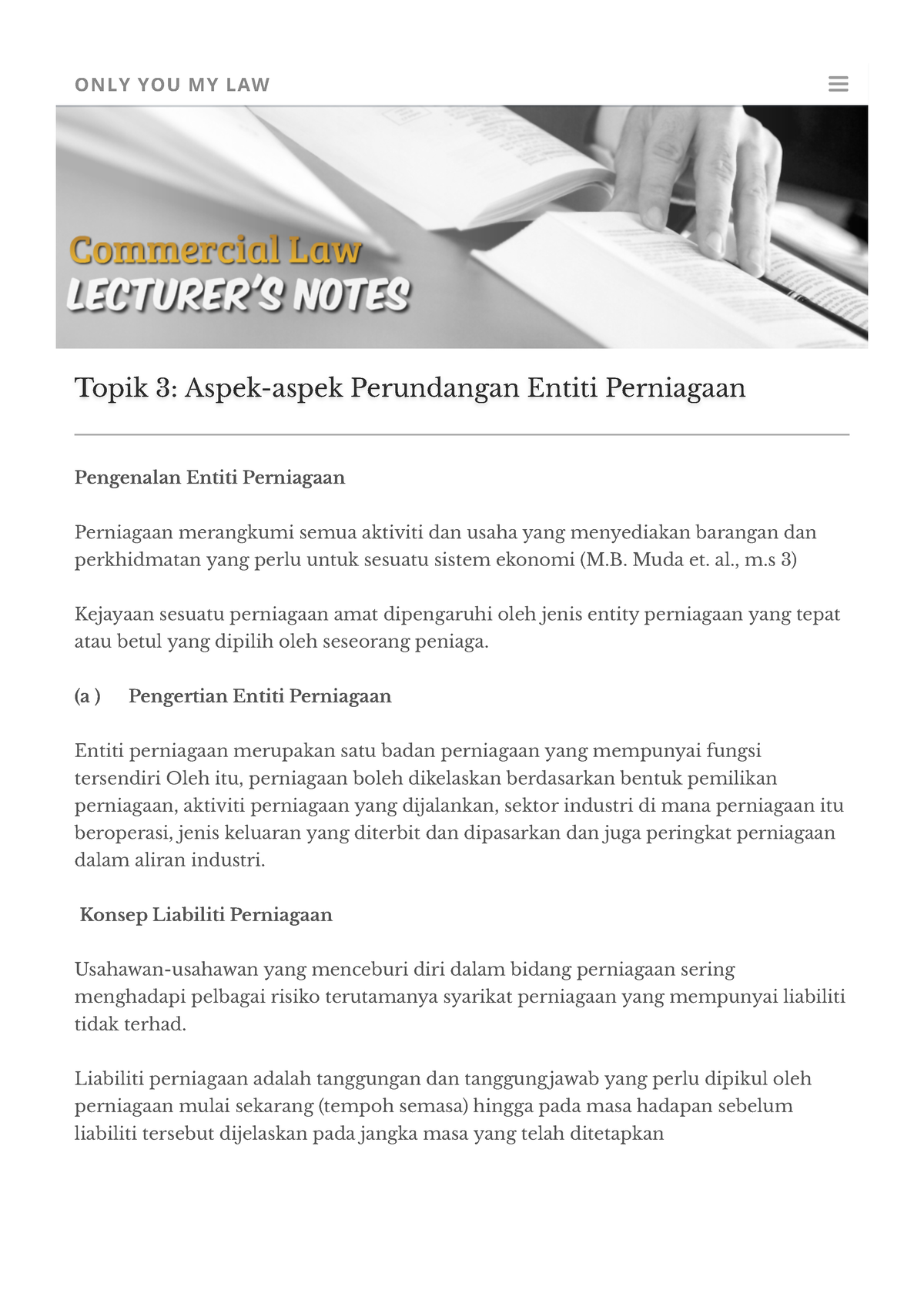 Topik 3- Aspek-Aspek Perundangan Entiti Perniagaan - Only You My Law ...