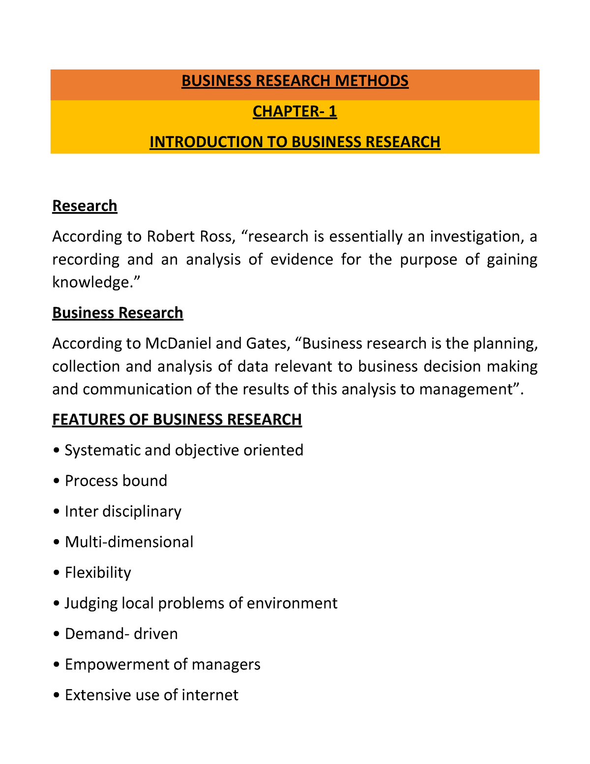 chapter 1 introduction to business research pdf