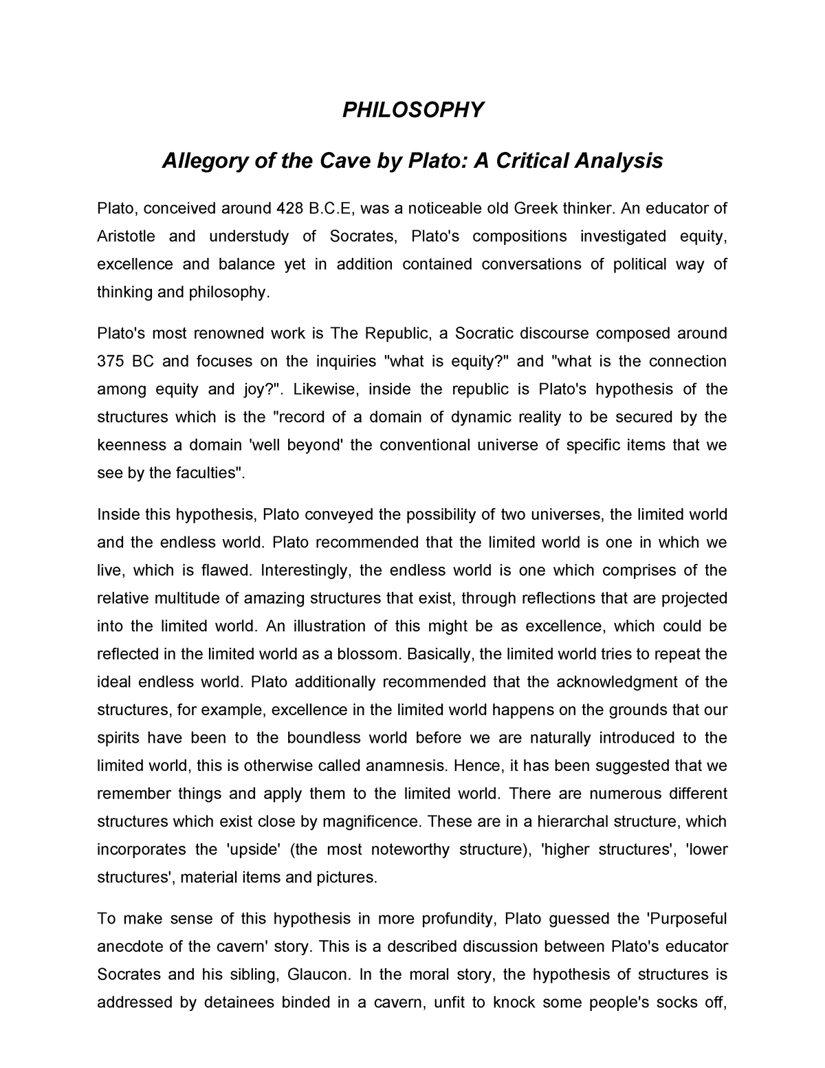 Allegory Of The Cave By Plato A Critical Analysis PHILOSOPHY   Thumb 1200 1553 