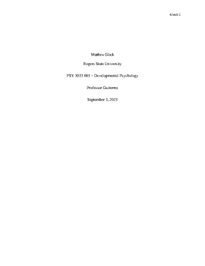 Ch. 4 assignment - ...... - Chapter 3 Experience-expectant processes ...
